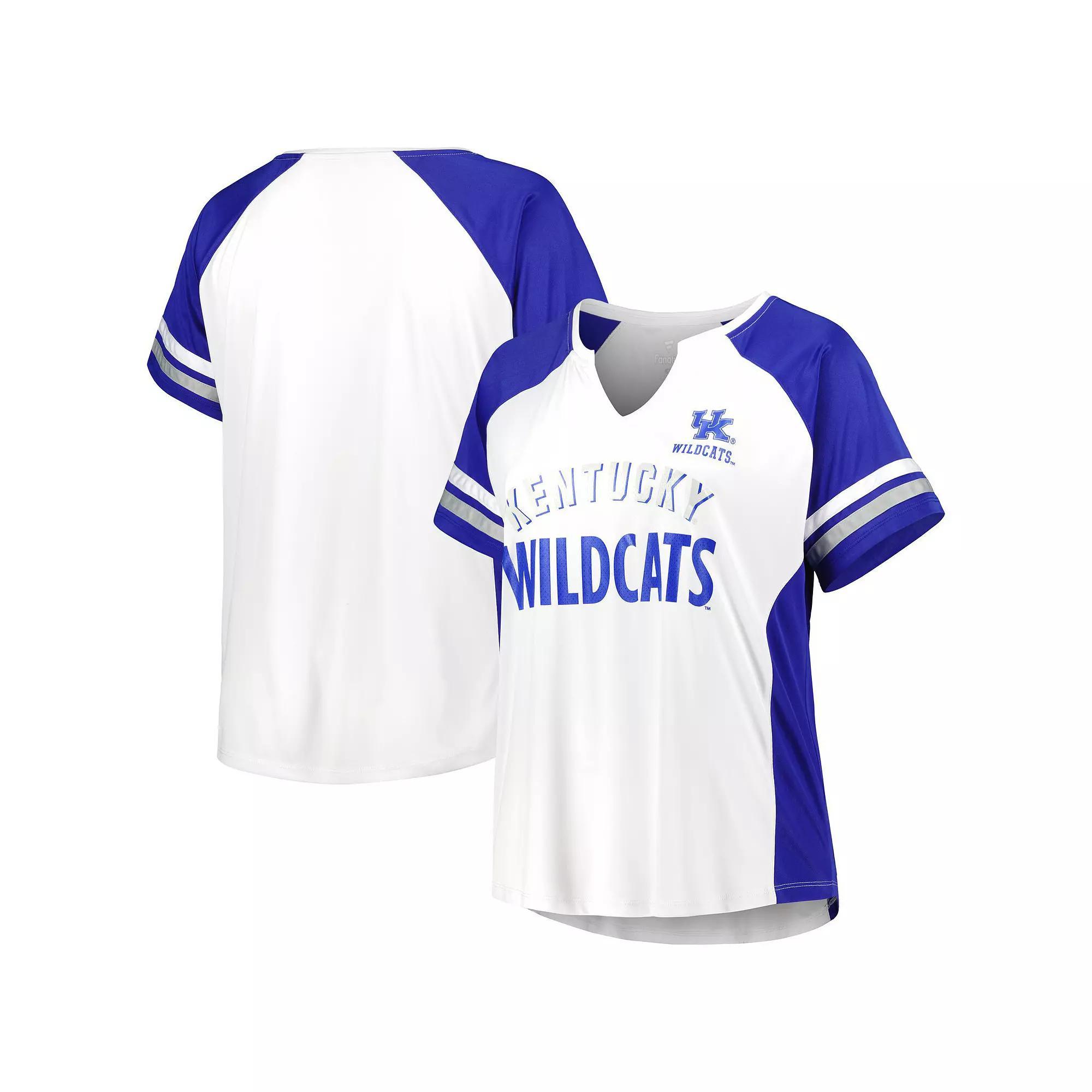 Womens Kentucky Wildcats Plus Size Stripe Raglan Notch Neck T-Shirt Product Image