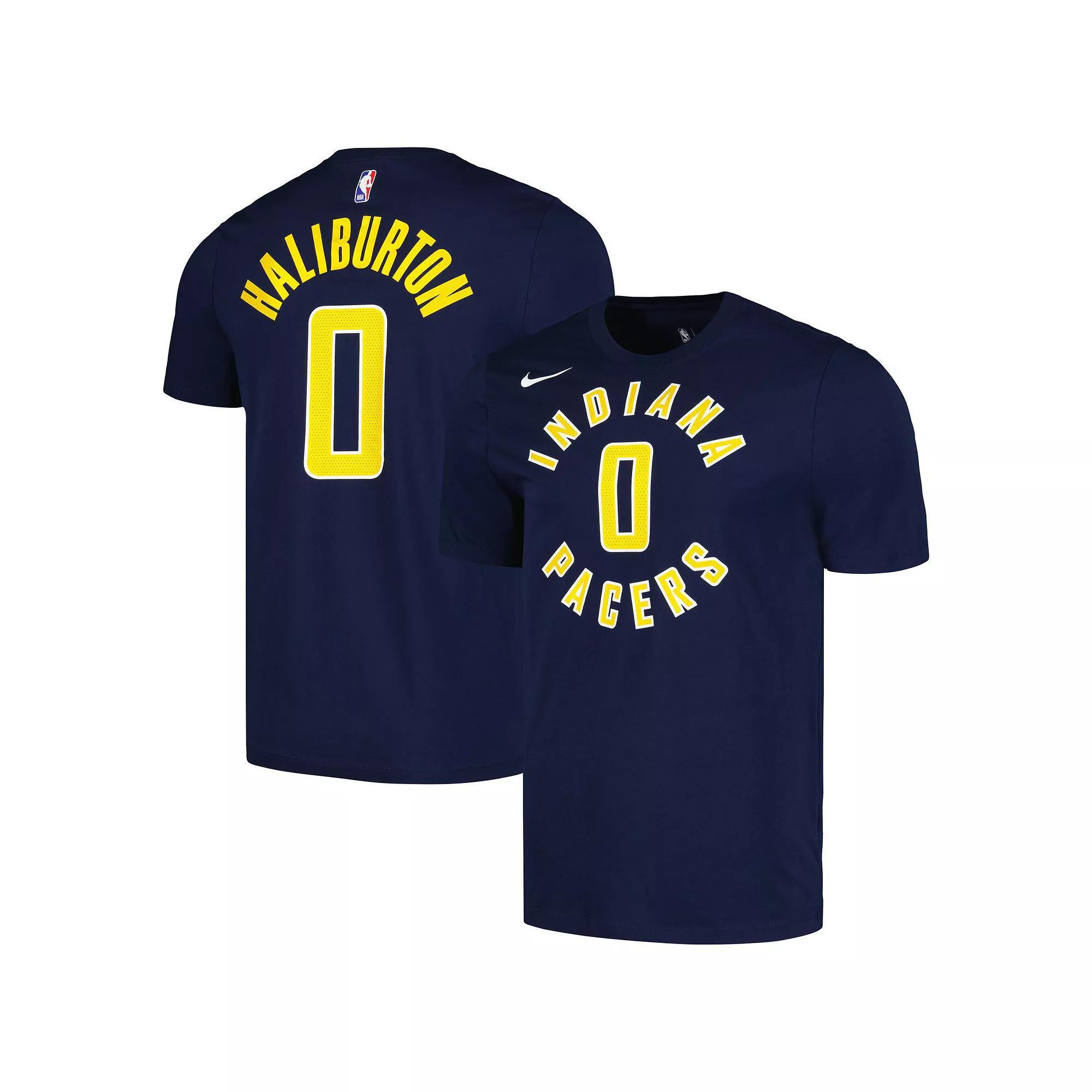Men's Nike Tyrese Haliburton Navy Indiana Pacers Icon 2022/23 Name & Number T-Shirt, Size: 2XL, Blue Product Image