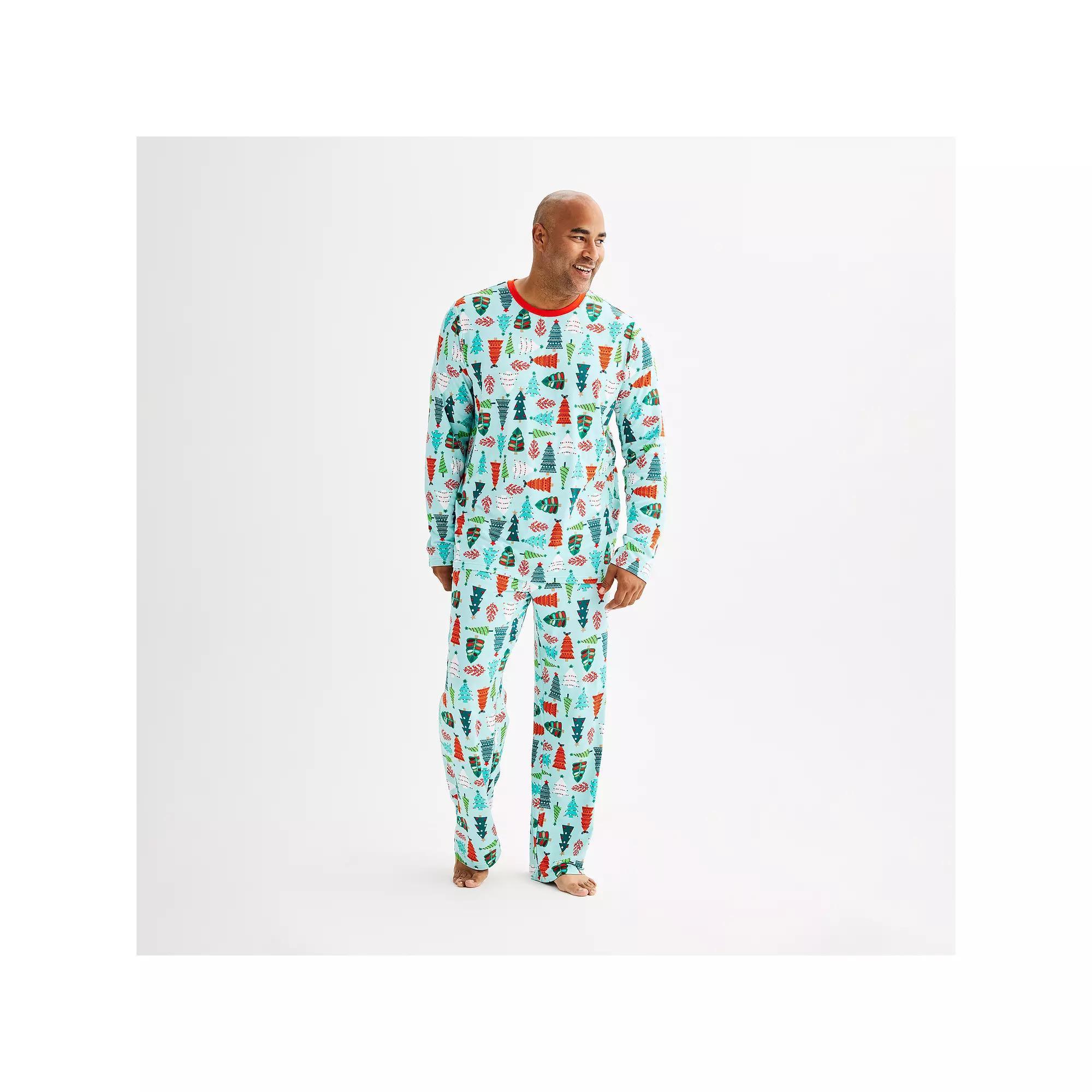 Big & Tall Jammies For Your Families® Trees Pajama Top & Pajama Bottoms Set, Men's, Size: 3XLT, Multi Trees Product Image