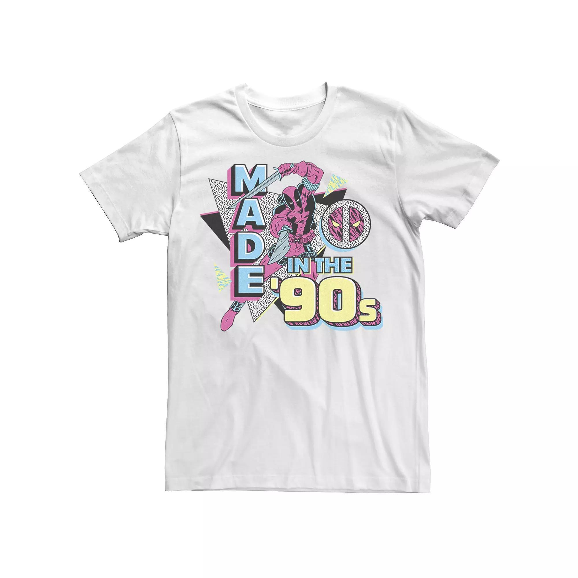 Men's Marvel Deadpool 30th Made In the '90s Patterned Portrait Tee, Size: Medium, White Product Image
