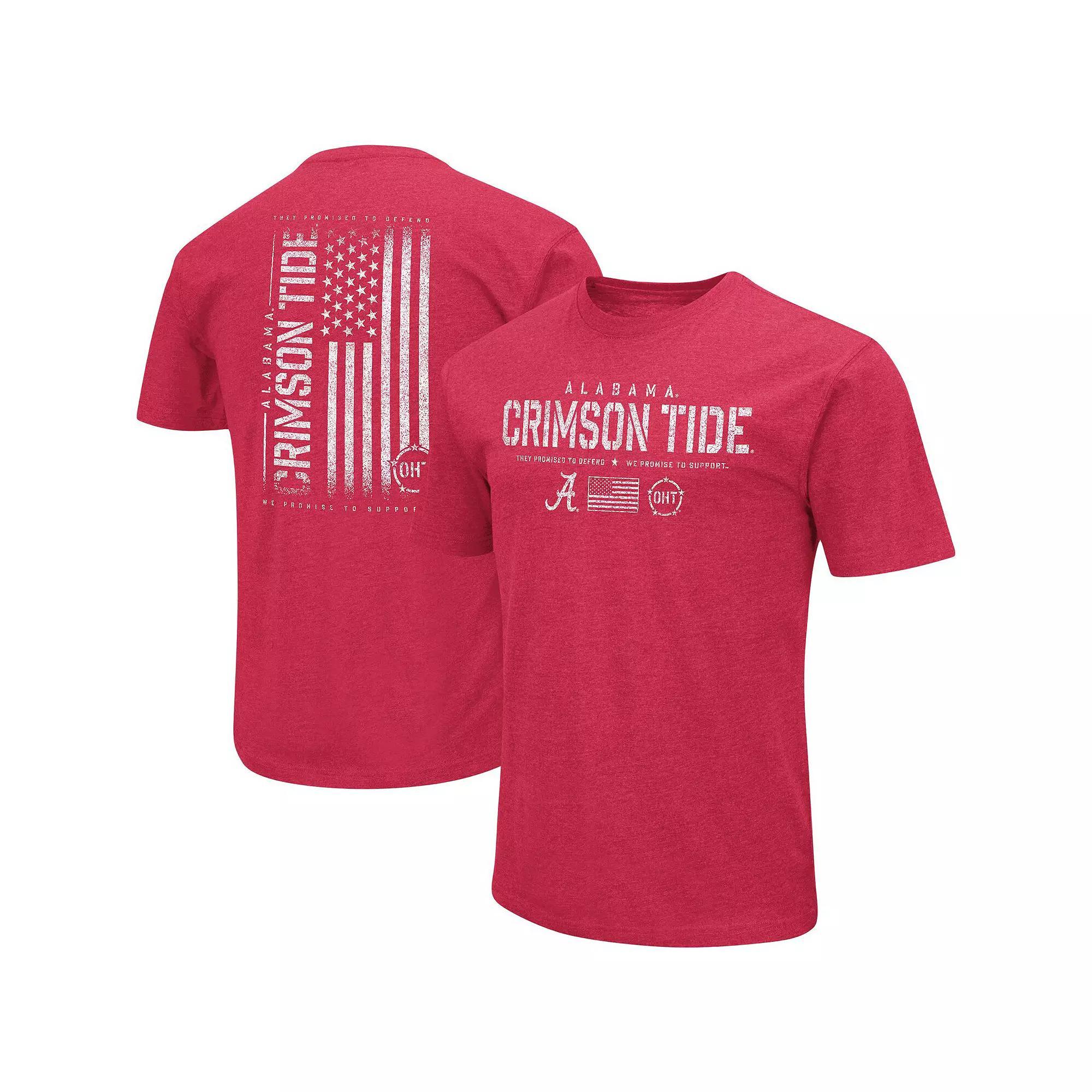 Men's Colosseum Heather Crimson Alabama Crimson Tide OHT Military Appreciation Flag 2.0 T-Shirt, Size: 2XL, Red Product Image