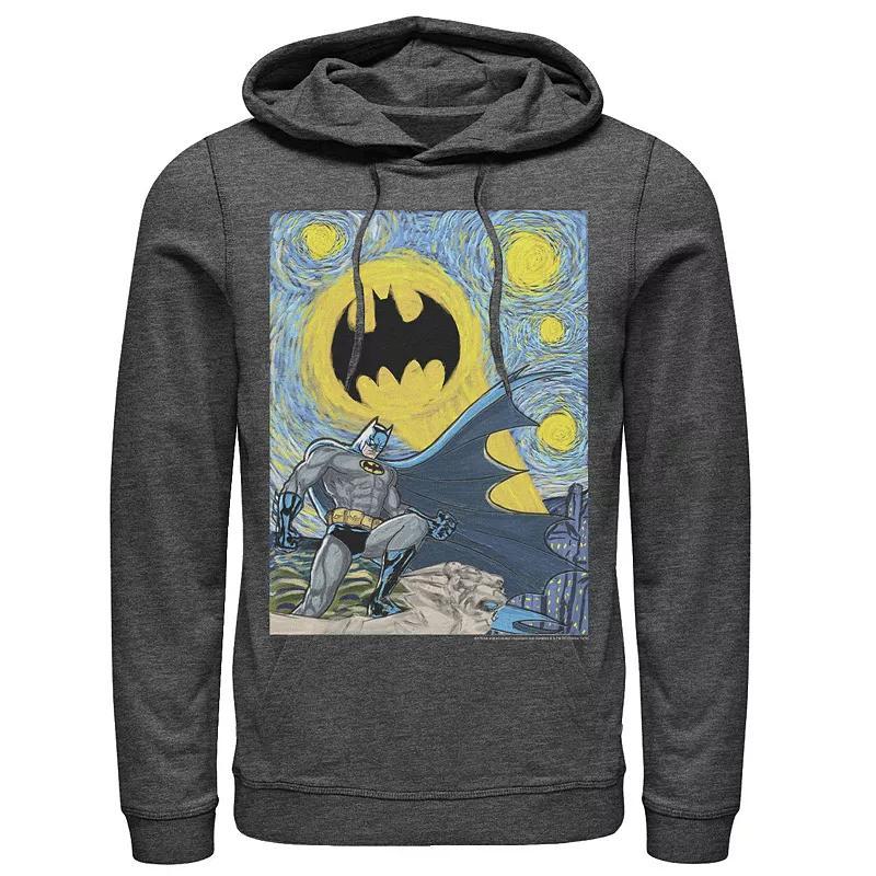 Mens Batman Starry Night Portrait Poster Hoodie Blue Product Image