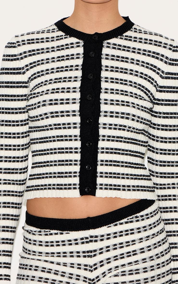 Monochrome Stripe Knitted Cardigan Product Image