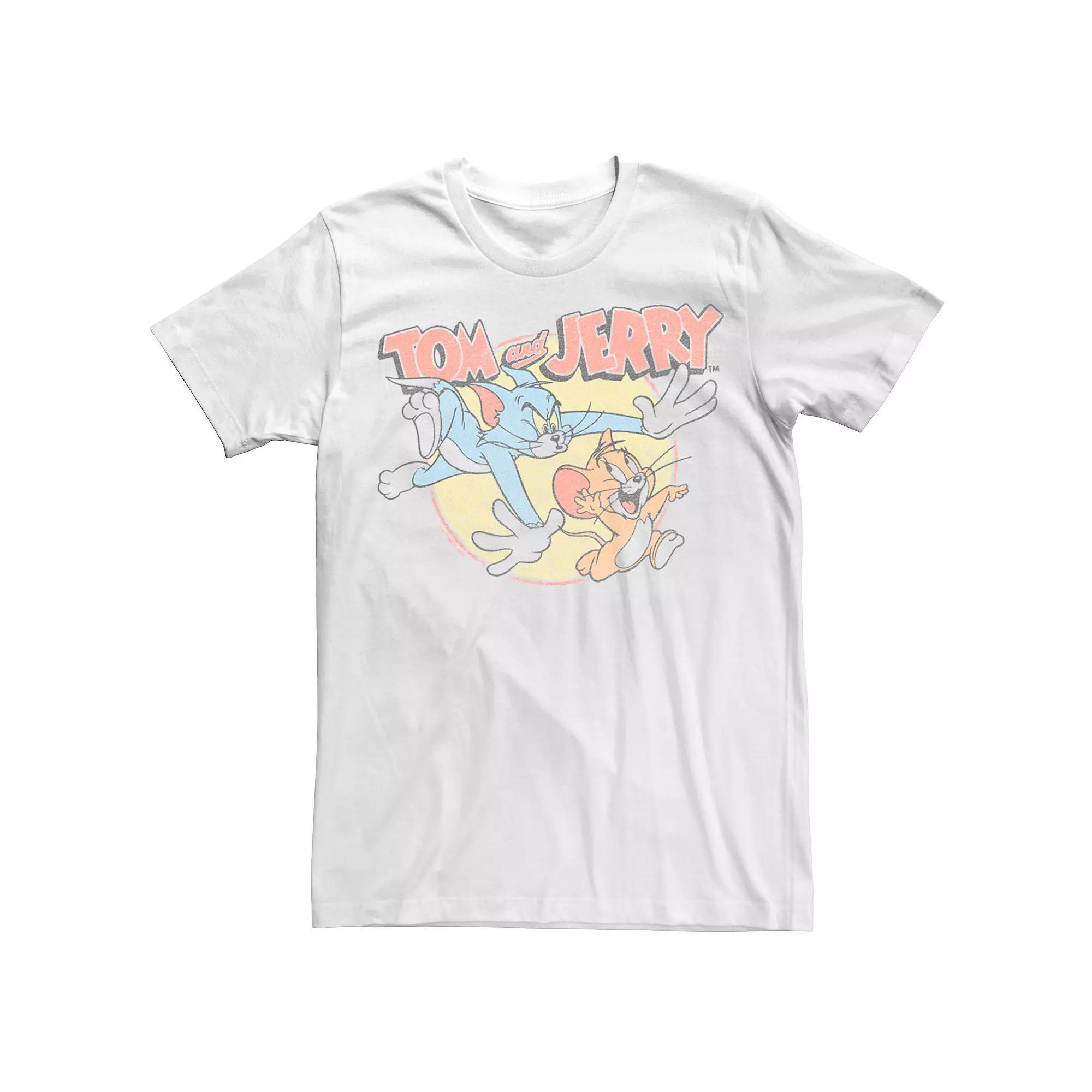 Men's Tom And Jerry Tom Chasing Jerry Tee, Size: Large, White Product Image