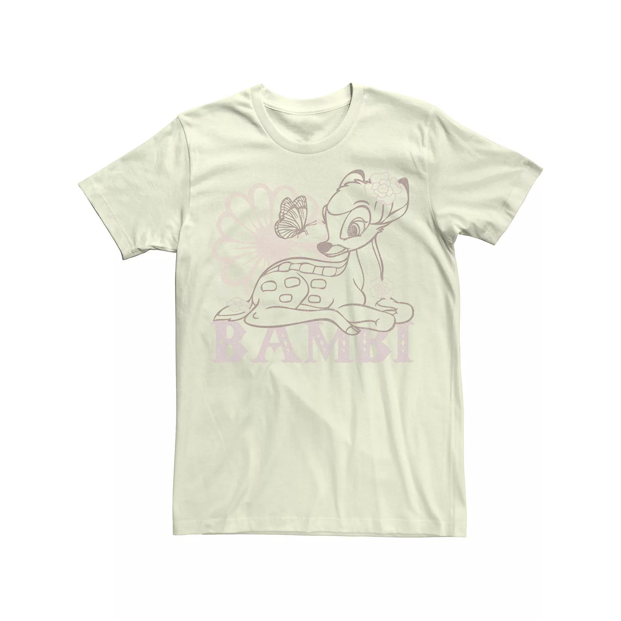 Men's Bambi Simple Flowers Line Art Tee, Size: Medium, Natural Product Image
