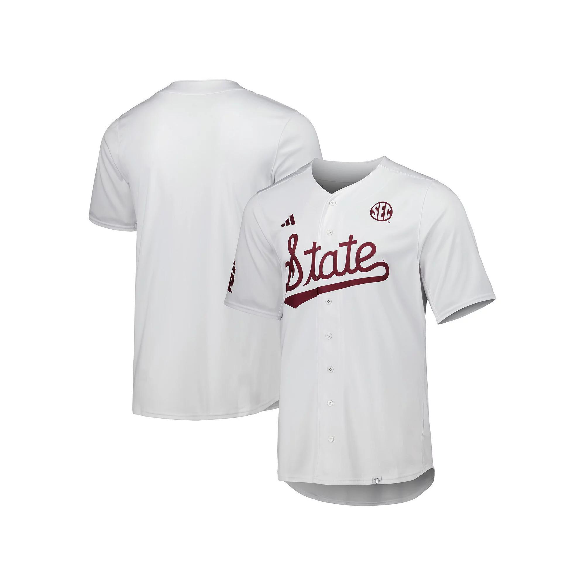 Men's adidas White Mississippi State Bulldogs Team Baseball Jersey,  Product Image