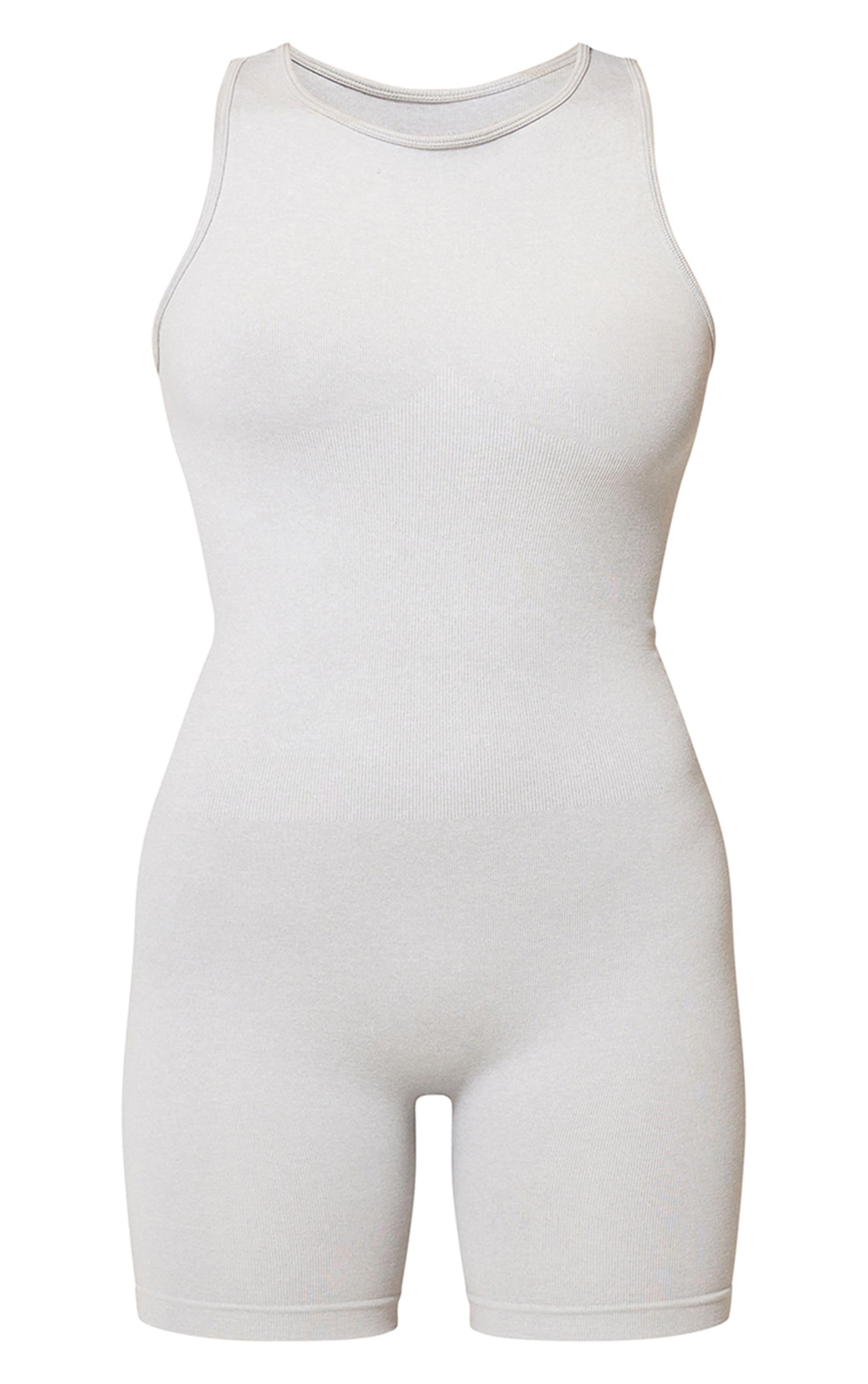 Grey Marl Seamless Cut Out Back Unitard Product Image