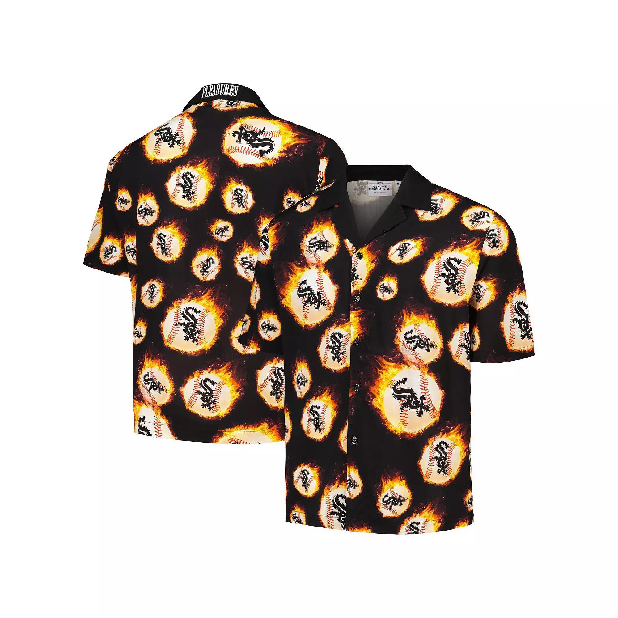 Men's Black Chicago White Sox Flame Fireball Button-Up Shirt, Size: XL Product Image