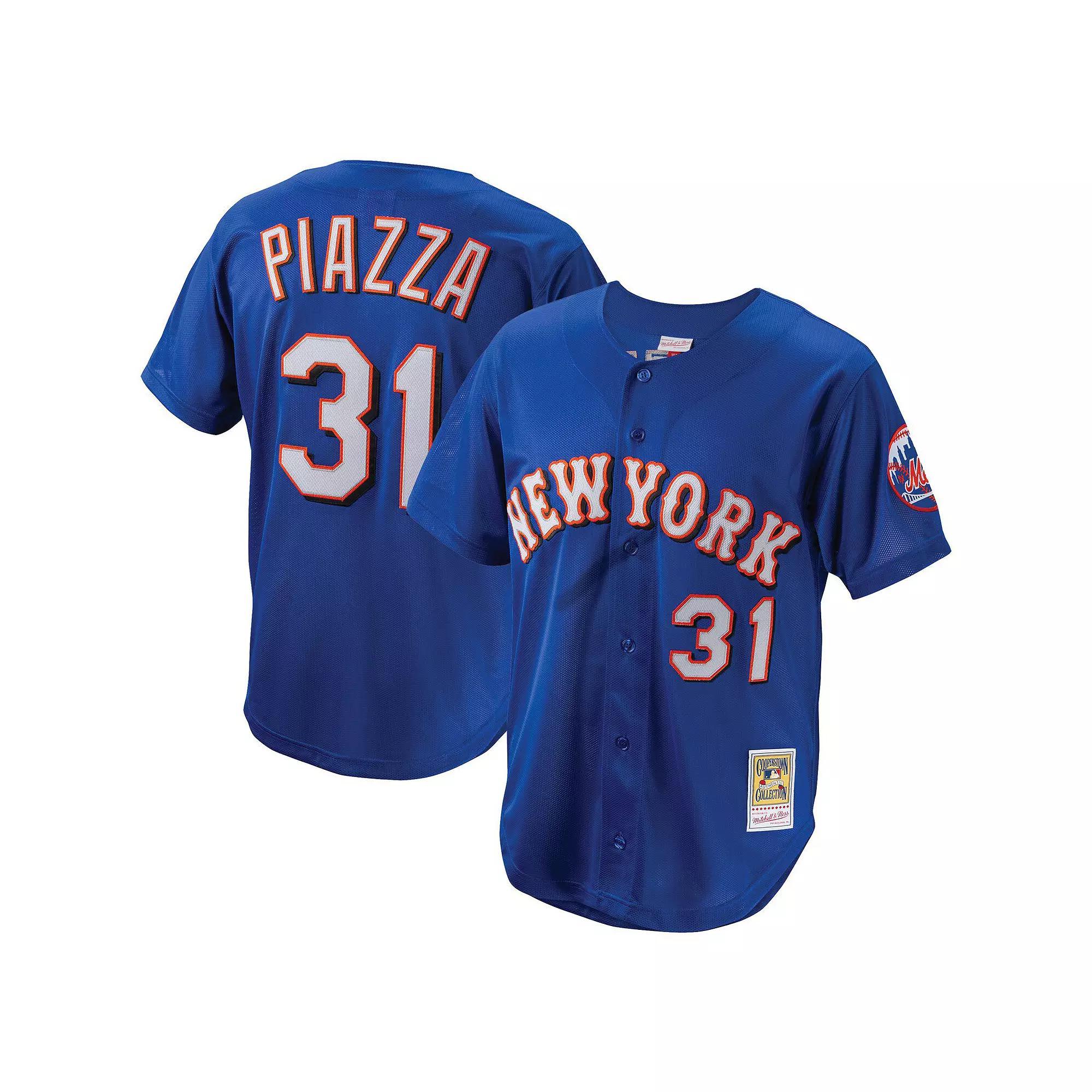 Men's Mitchell & Ness Mike Piazza Royal New York Mets Cooperstown Collection Mesh Batting Practice Button-Up Jersey,  Product Image