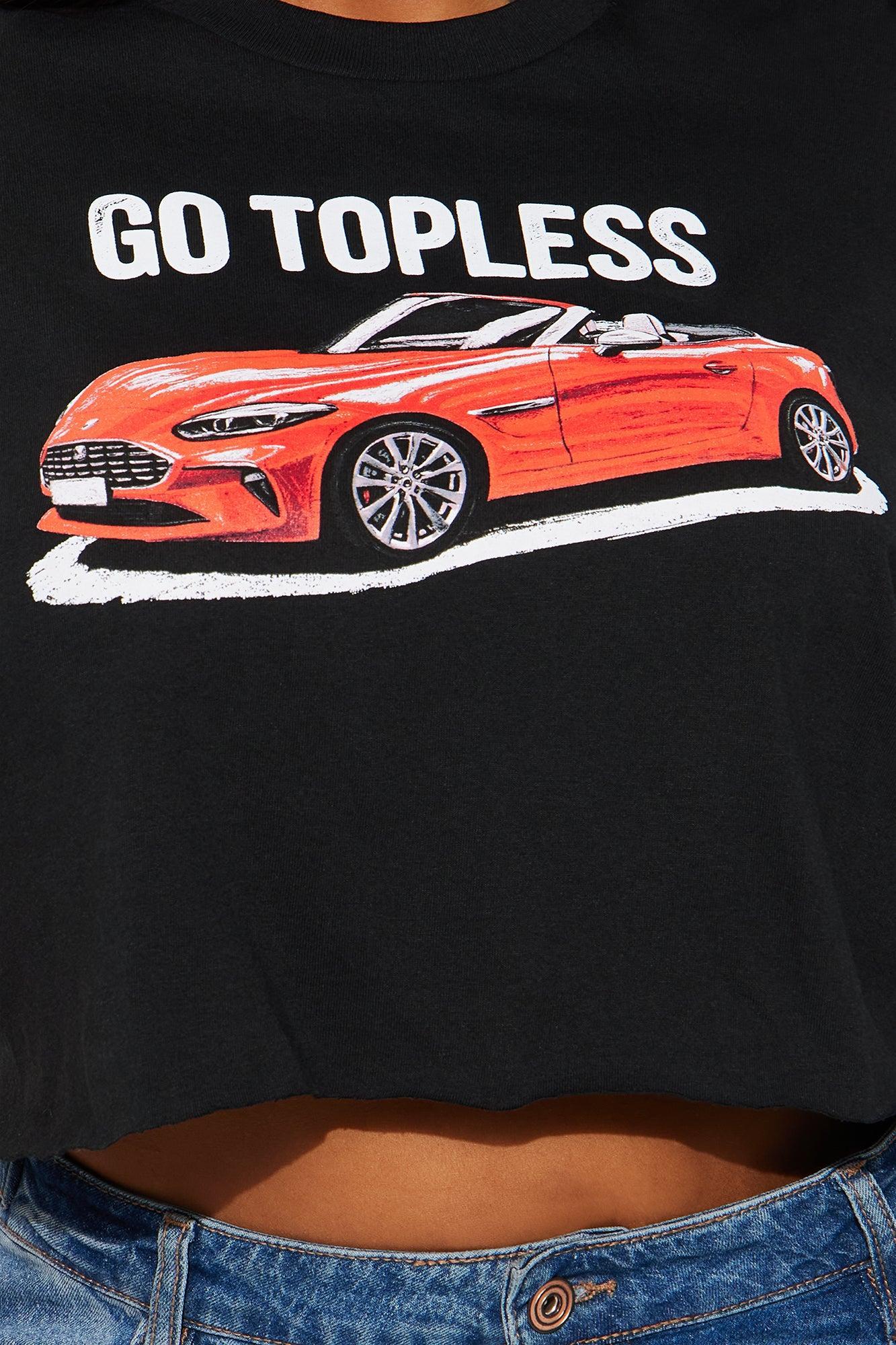 Go Topless Cropped Tee - Black Product Image