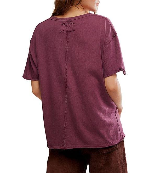 Free People Nina Short Sleeve Raw Edge Crew Neck Boxy Tee Shirt Product Image
