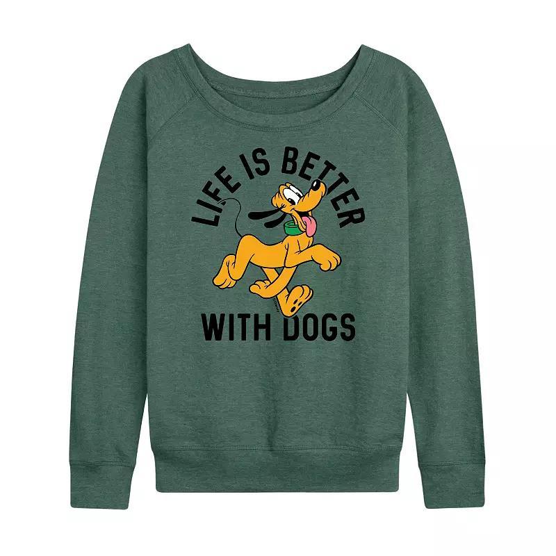 Disney's Pluto Women's Life Is Better With Dogs French Terry Long Sleeve Tee, Girl's, Size: Large, Beige Product Image