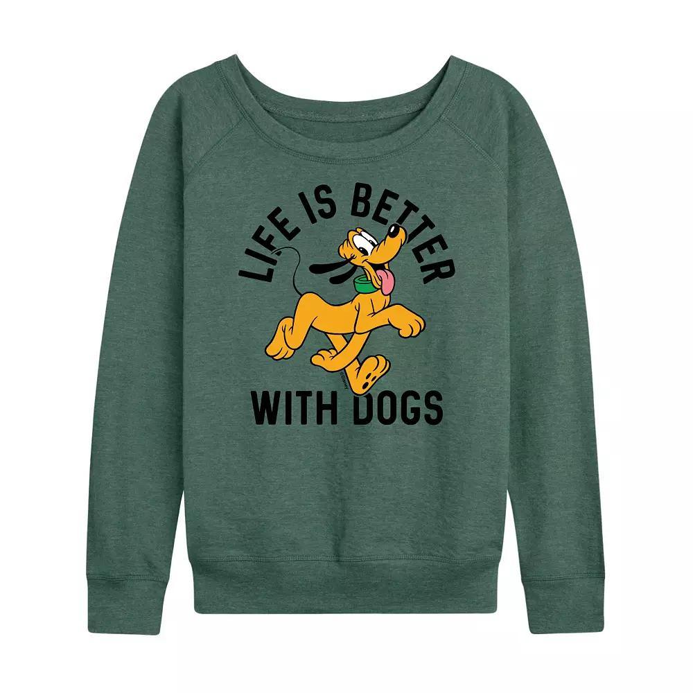 Disney's Pluto Women's Life Is Better With Dogs French Terry Long Sleeve Tee, Girl's,  Product Image