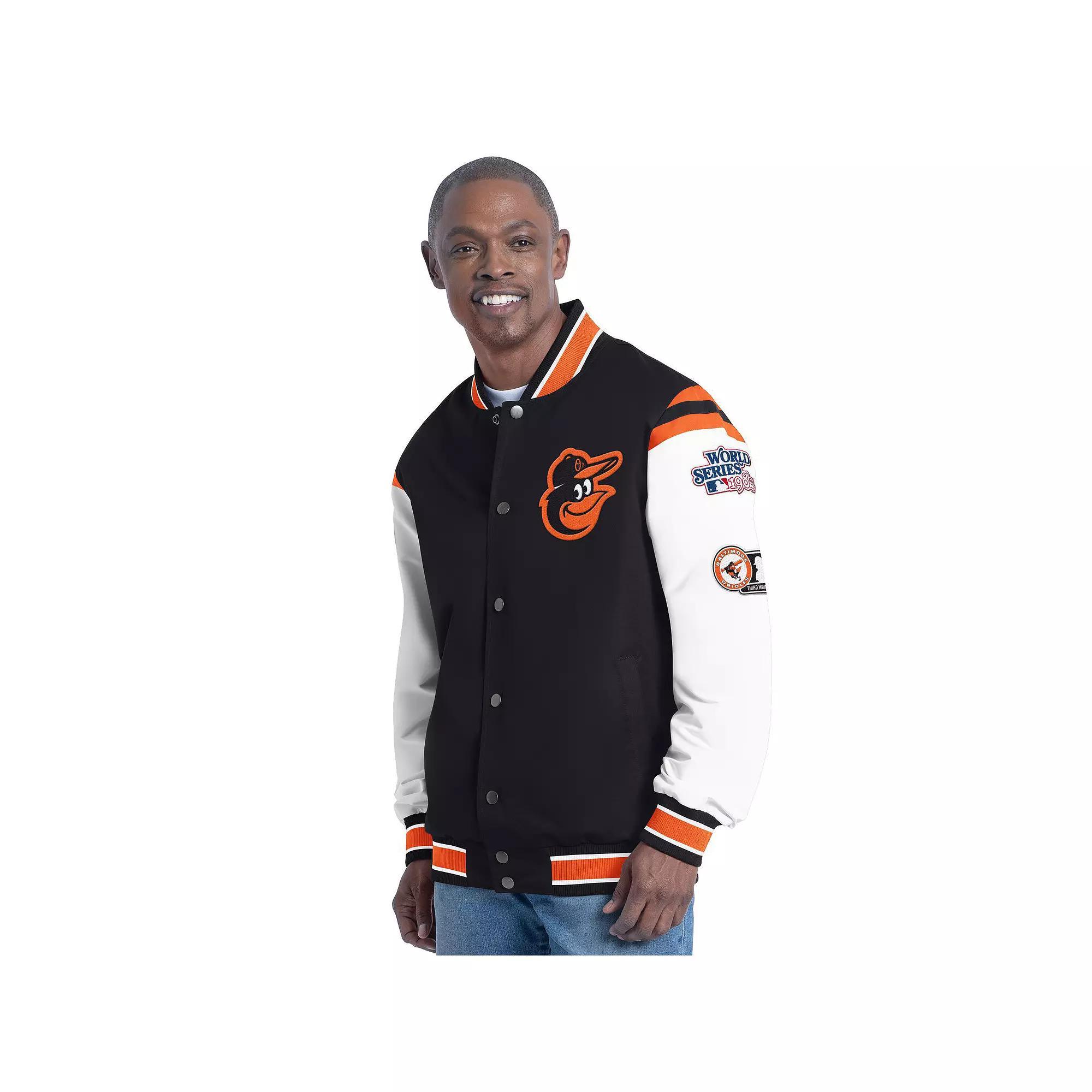 Men's G-III Sports by Carl Banks Navy Atlanta Braves Recruit Commemorative Full-Snap Varsity Jacket,  Product Image