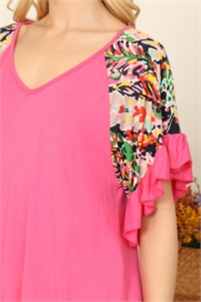 Floral Flutter Sleeve Top Product Image