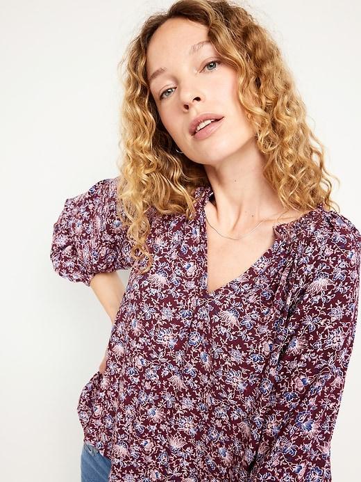 Ruffled Split-Neck Top Product Image