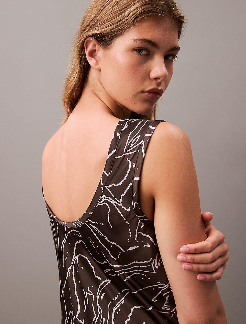 Crushed Satin Print Midi Dress Product Image