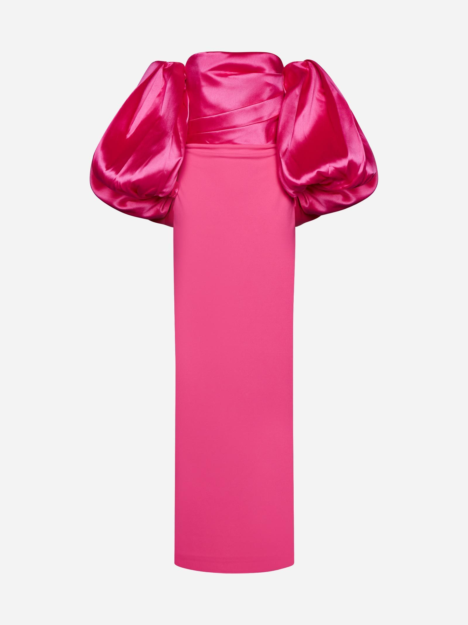 SOLACE LONDON Carmen Maxi Dress In Ultra Pink Product Image