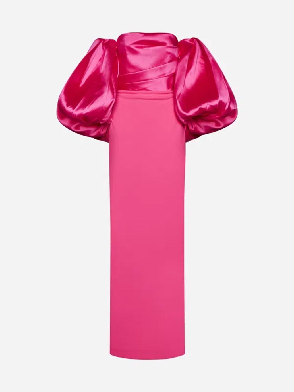 SOLACE LONDON Carmen Maxi Dress In Ultra Pink Product Image