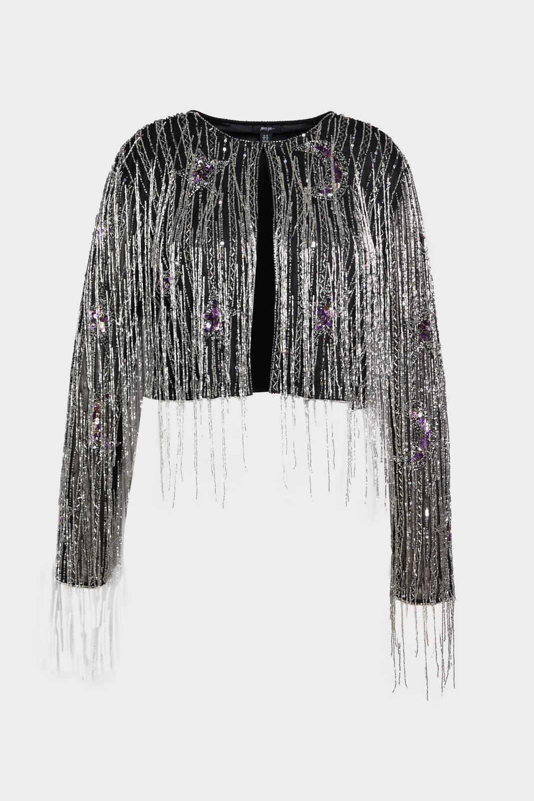 Plus Moon And Star Sequin Tassel Jacket Product Image