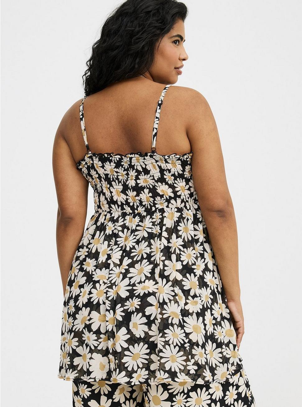 Button-Front Smocked Tunic Cami Product Image