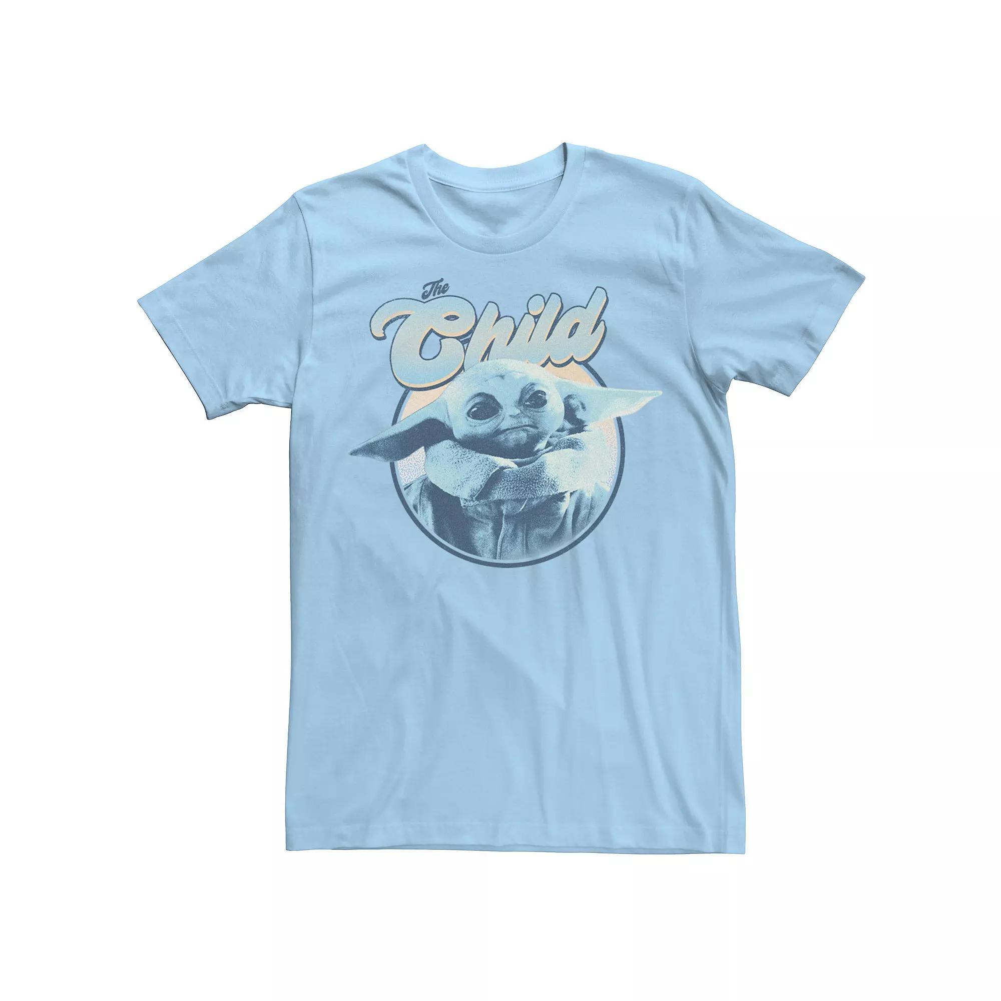 Men's Star Wars: The Mandalorian The Child Retro Portrait Blue Hue Tee,  Product Image