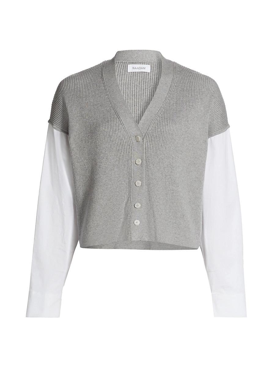 Womens Gauze Mixed Media Cardigan Product Image