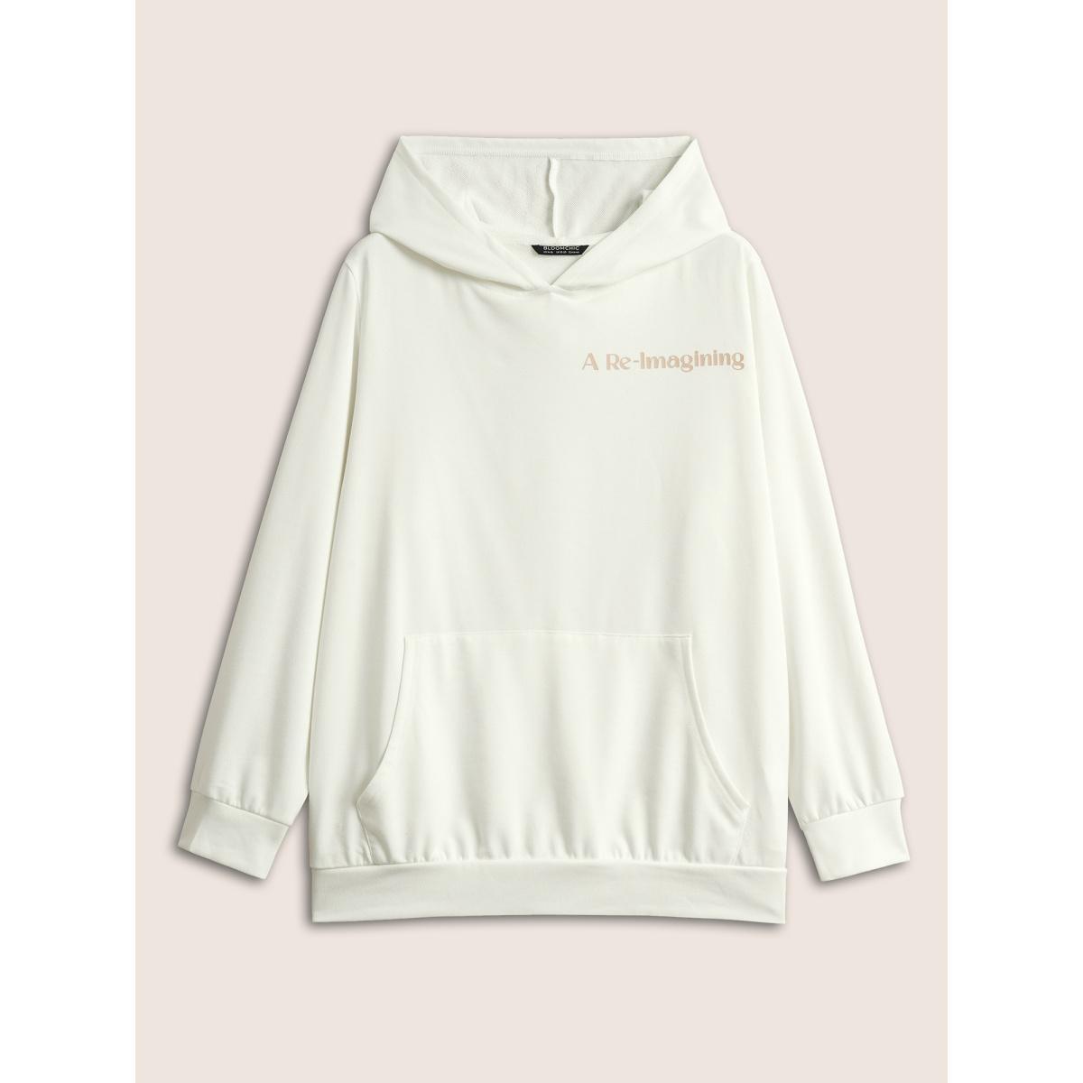 Plus Size BLOOMCHIC Positive Slogans Graphic Hooded Sweatshirt Women White Casual Non Hooded Everyday Sweatshirts BloomChic 14-16/1X Product Image