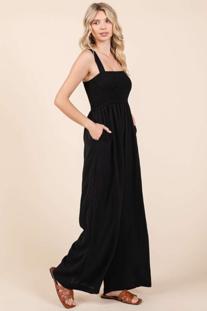 Smocked Wide Leg Jumpsuit Product Image