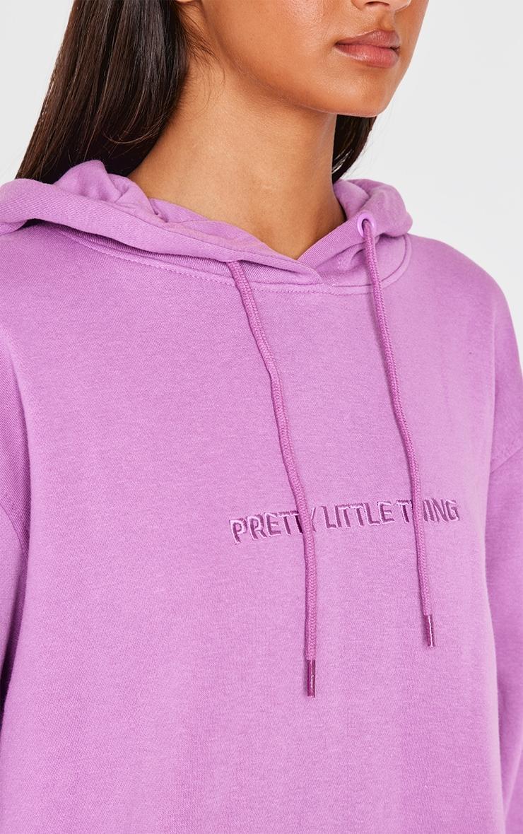 PRETTYLITLETHING Purple Graphic Embroidery Hoodie Product Image