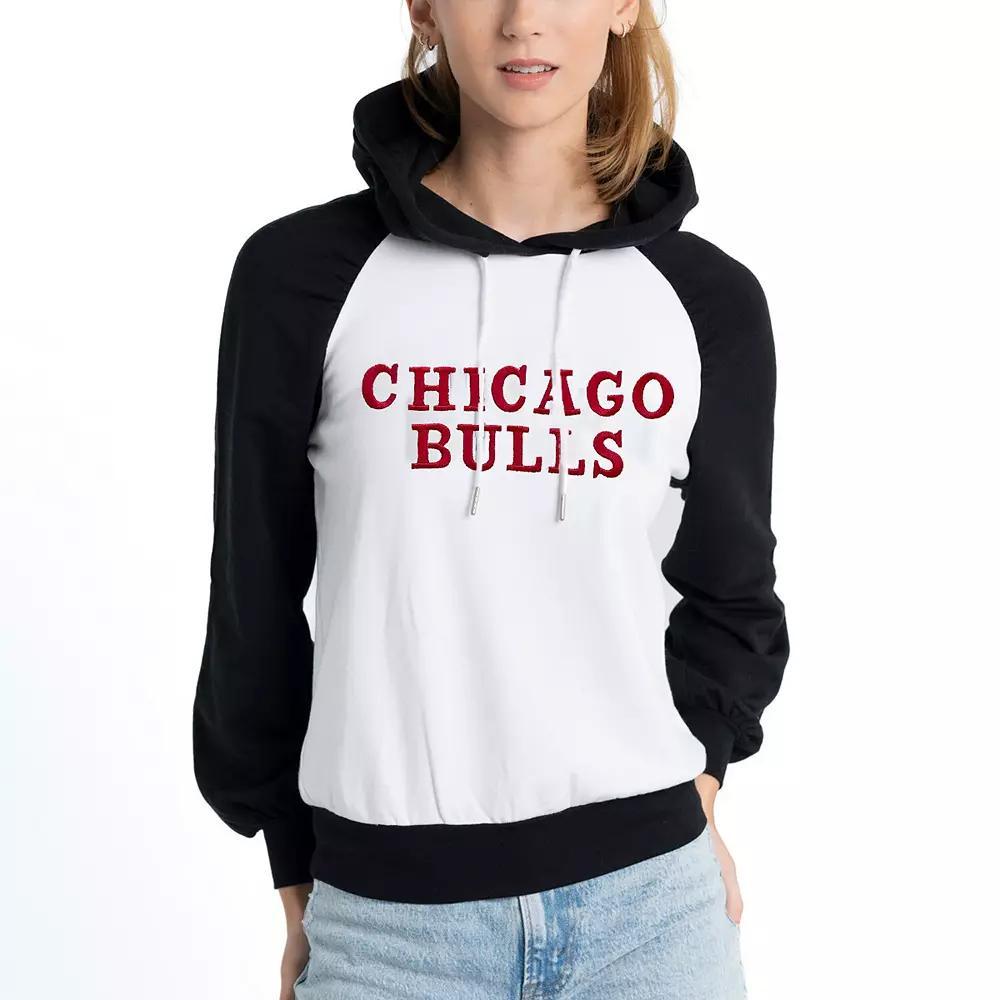 Women's Lusso White Chicago Bulls Marlowe Tri-Blend Raglan Pullover Hoodie, Size: XL Product Image