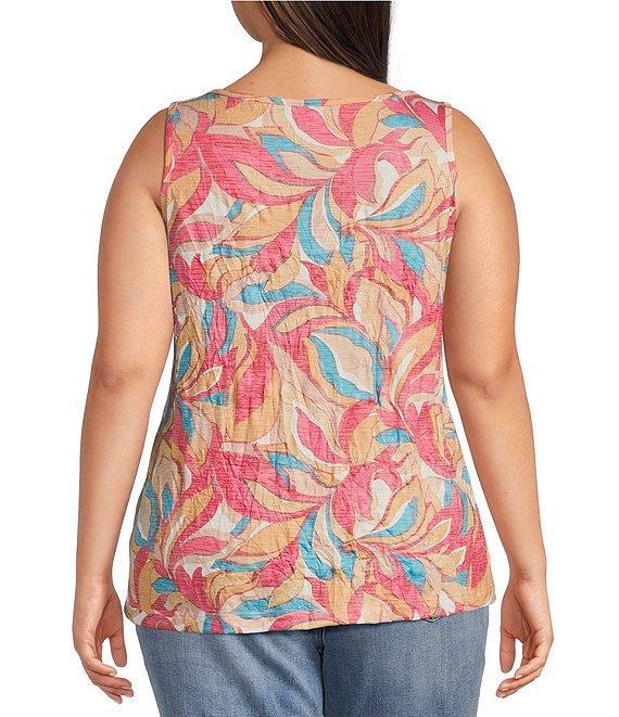 Ali Miles Plus Size Abstract Print Button Front Tank Set Product Image