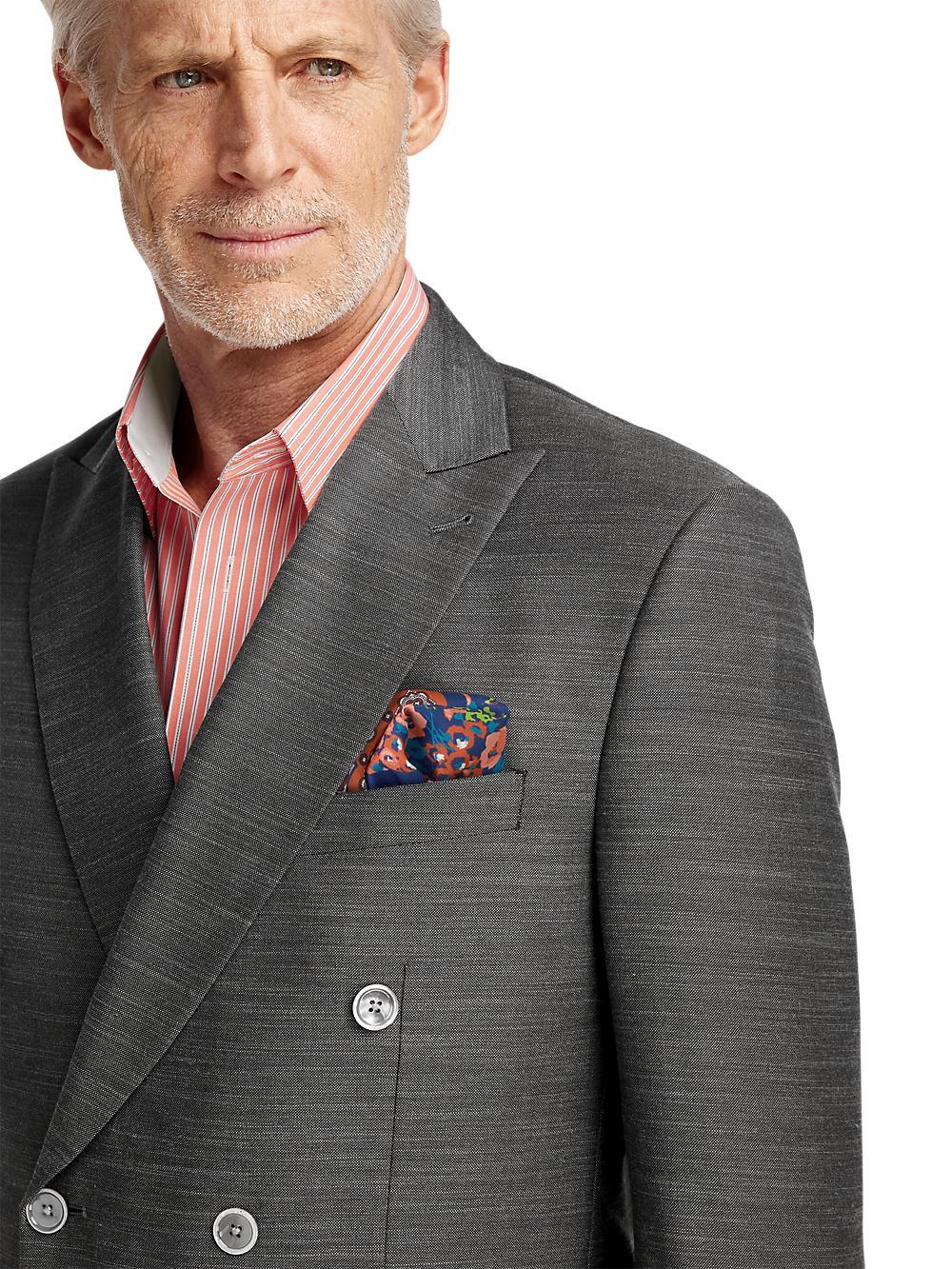 Performance Blend Double Breasted Peak Lapel Suit - Charcoal Product Image