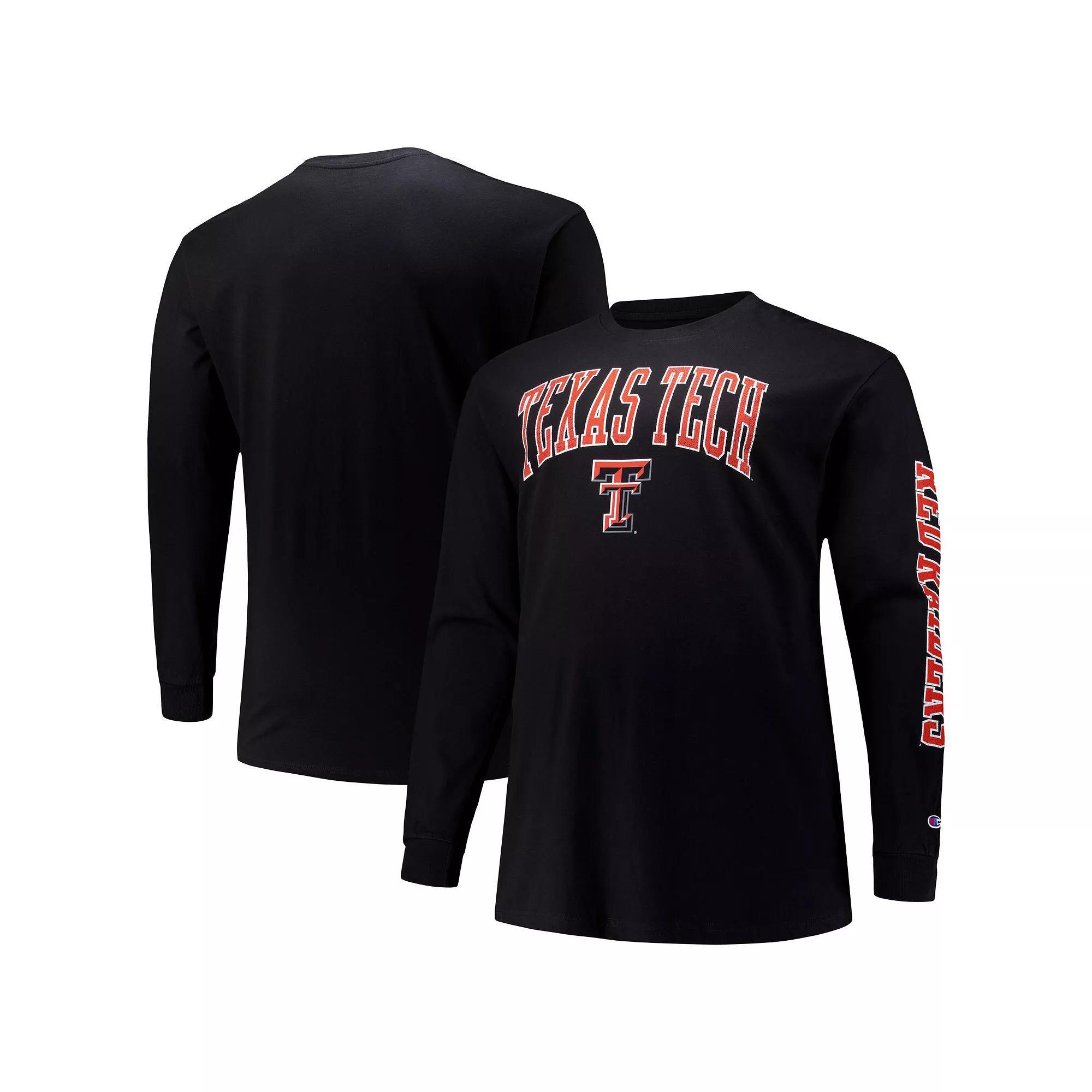 Men's Champion Black Texas Tech Red Raiders Big & Tall 2-Hit Long Sleeve T-Shirt, Size: XLT Product Image