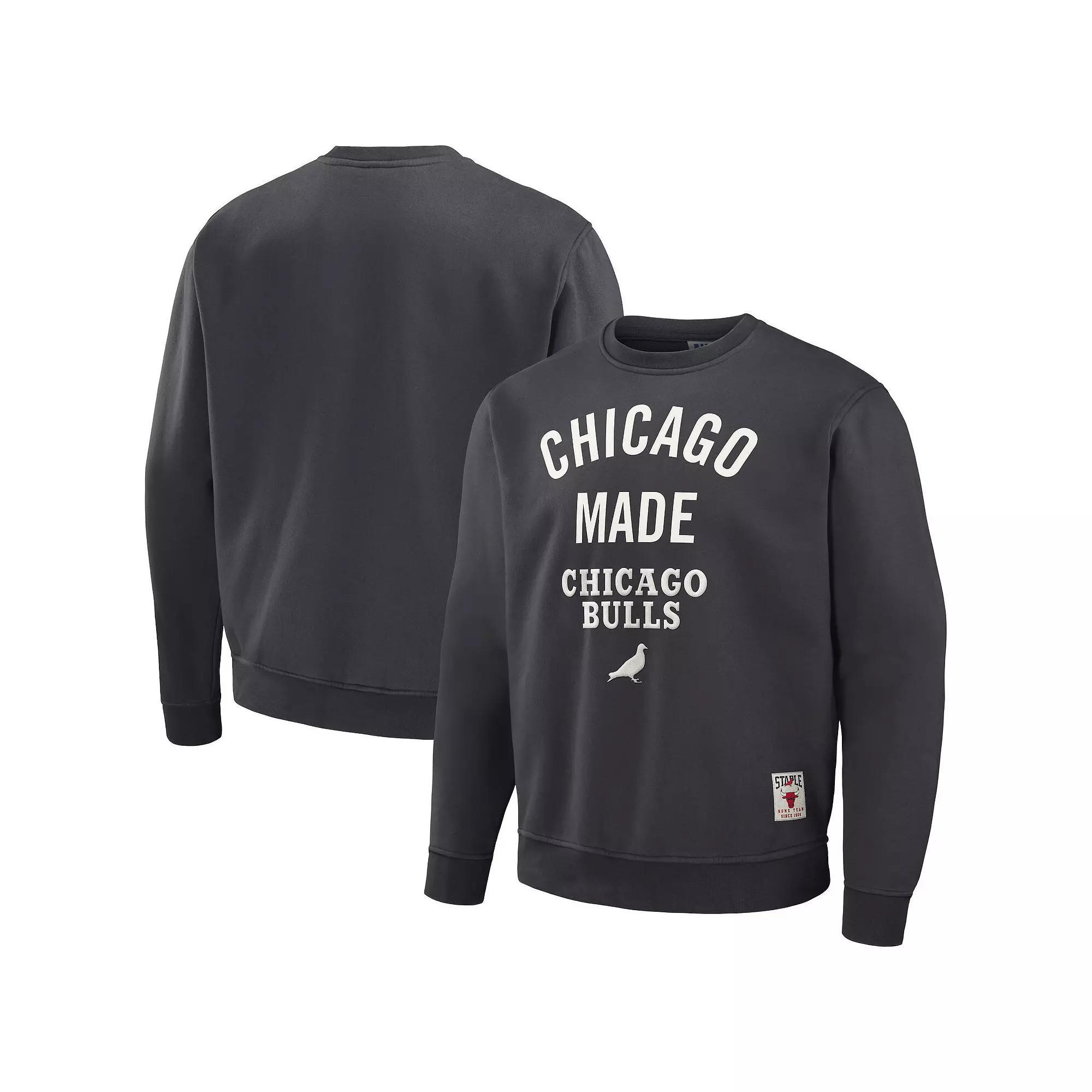 Men's NBA x Staple Anthracite Chicago Bulls Plush Pullover Sweatshirt, Size: 3XL, Grey Product Image