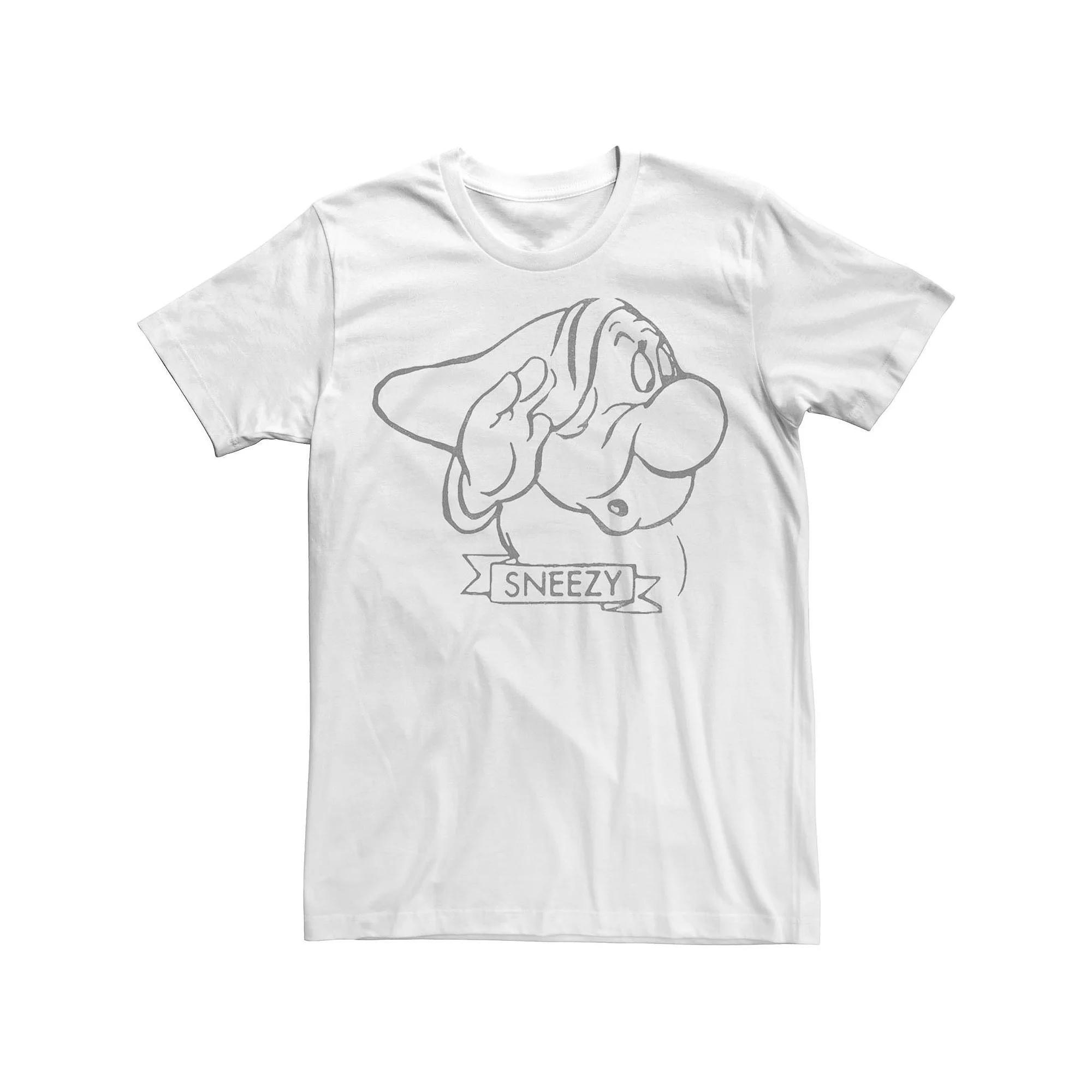 Disney's Snow White Sneezy Line Art Big Face Men's Tee,  Product Image