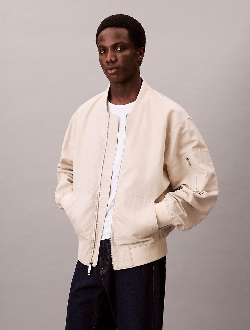 Linen Blend Bomber Jacket Product Image