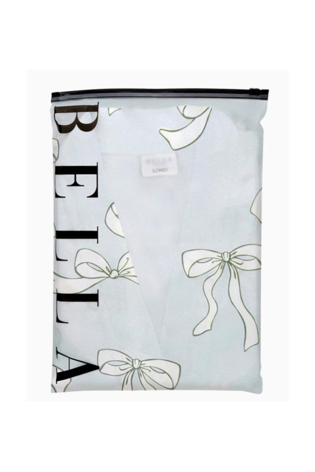 Ruffled Satin Robe - Blue Bows Product Image