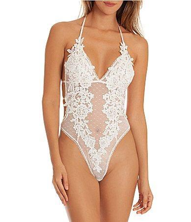 In Bloom by Jonquil Magnolia Lace  Mesh Dot Halter Neck Teddy Product Image