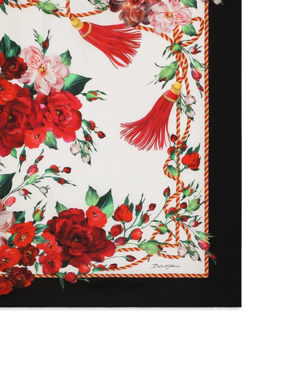 DOLCE & GABBANA Rose-print Scarf In Red Product Image