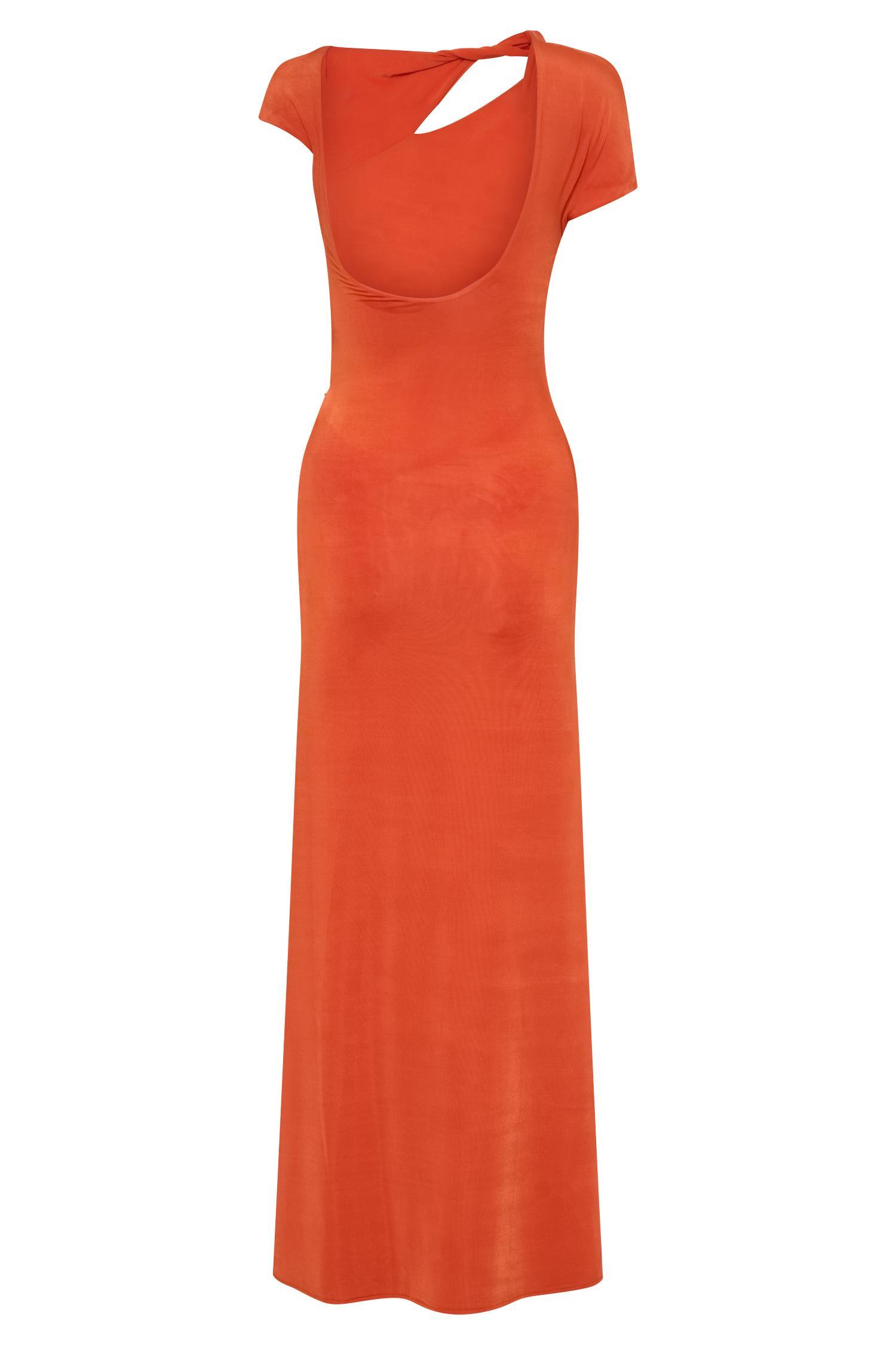 Kaida Slinky Maxi Dress With Hardware - Burnt Orange Product Image