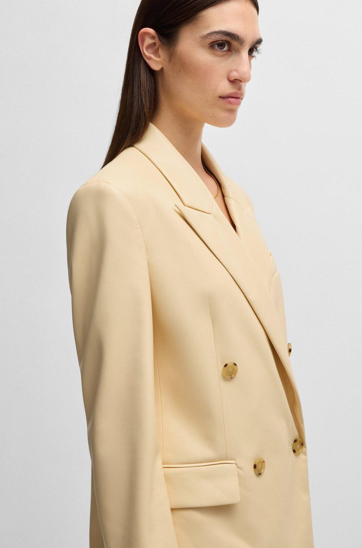 Regular-fit double-breasted blazer in faux leather Product Image