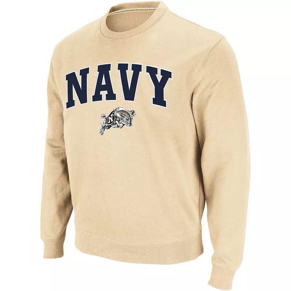 Men's Colosseum Gold Navy Midshipmen Arch & Logo Crew Neck Sweatshirt, Size: Small Product Image