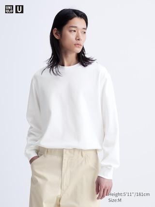 AIRism Cotton T-Shirt Long Sleeve White 3XL UNIQLO US Product Image