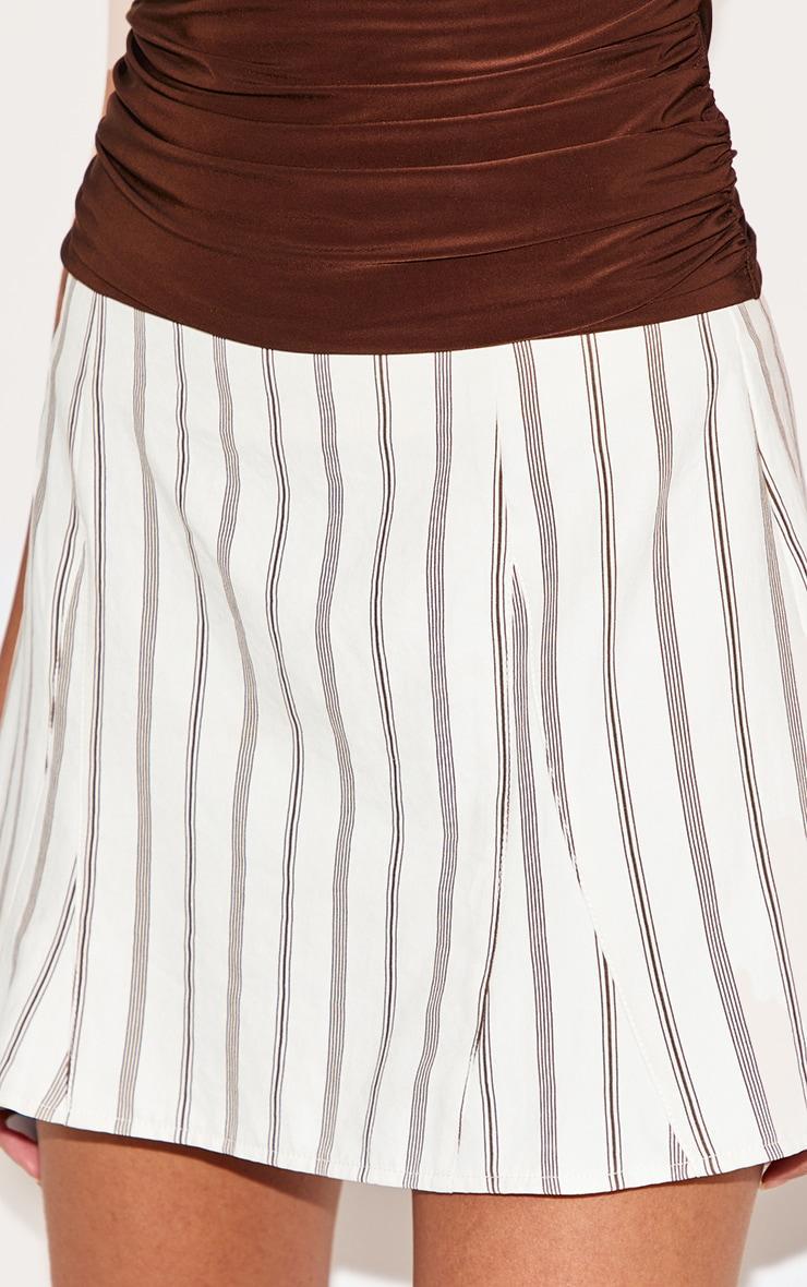  Cream Pinstripe Peach Skin Flippy Mini Skirt Product Image