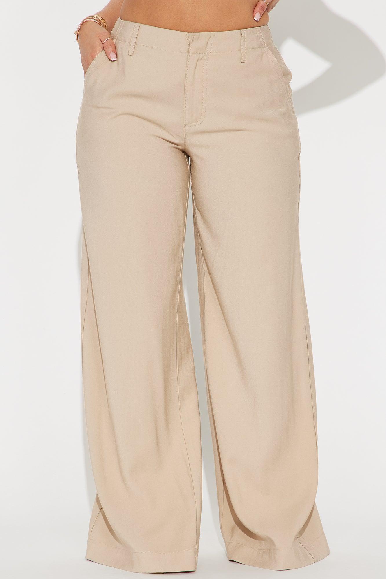 Harlow Wide Leg Trouser - Khaki Product Image