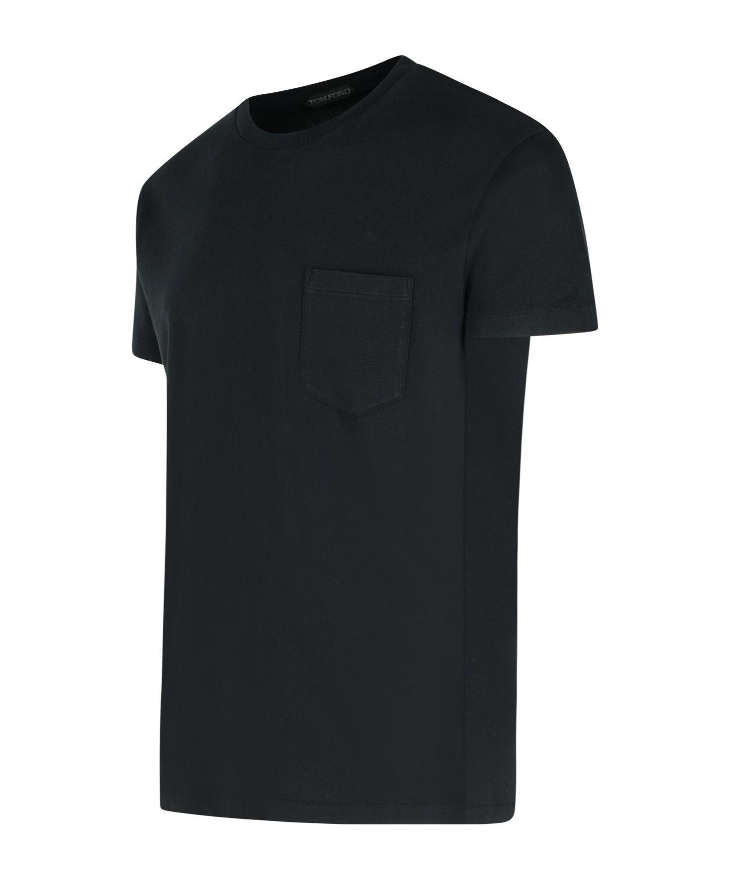 TOM FORD Black Basic Crewneck T-shirt With Tonal Stitching In Cotton Blend Man Product Image