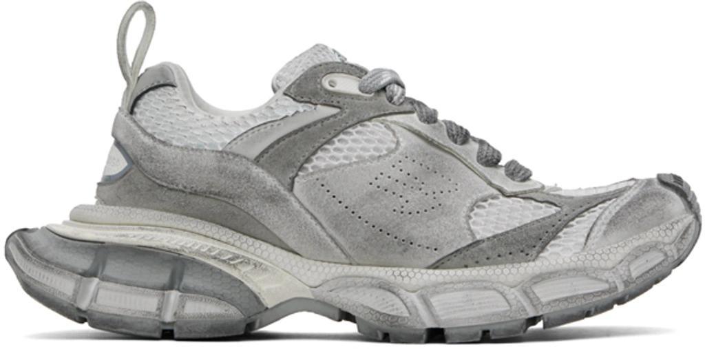 BALENCIAGA 3xl Distressed Faux Suede And Mesh Sneakers In Light Grey Mix Product Image