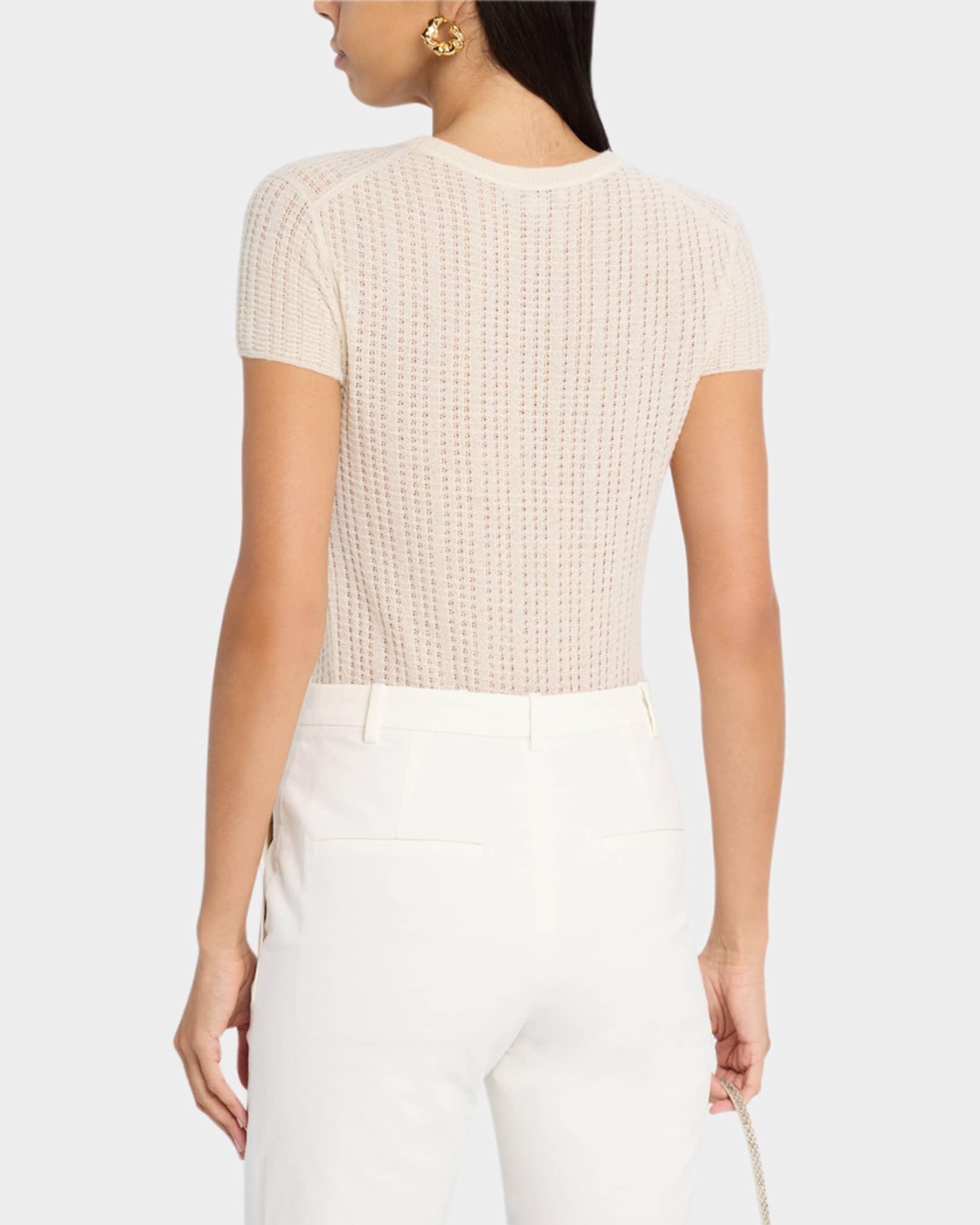 Crewneck Waffle-Knit Top  Product Image