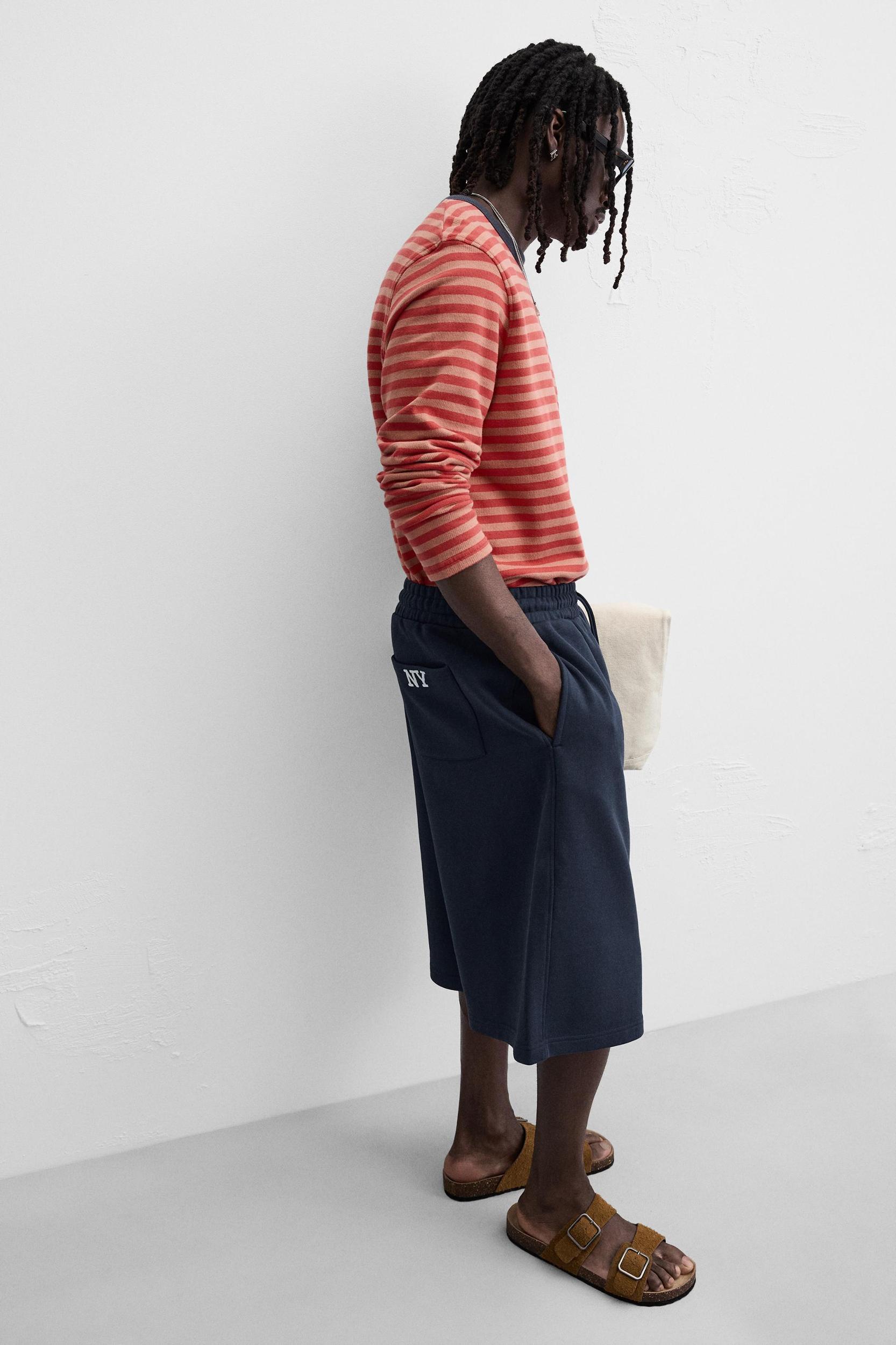 EMBROIDERED OVERSIZED FIT JOGGER SHORTS Product Image